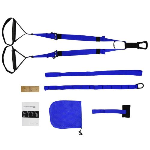 Todeco - Sangles de Suspensions, Kit d'Entraînement pour Fitness, Bleu, avec sangle, Matériau: Polyester haute ténacité, TPR