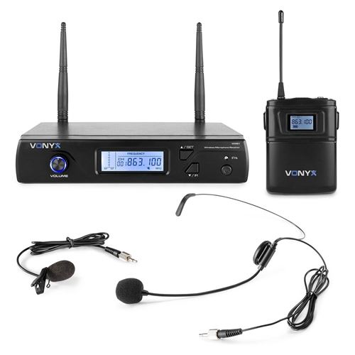 Vonyx WM61B - Microphones sans fil UHF, 16 canaux
