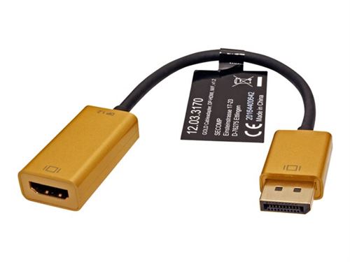 Roline Gold - Adapterkabel - DisplayPort male naar HDMI female - 15 cm - zwart, goud - actief