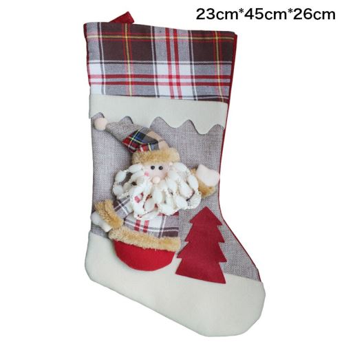 Bas de noël sac cadeau avec père noël, décorations de noël - Rouge&Vert 45x23x26CM