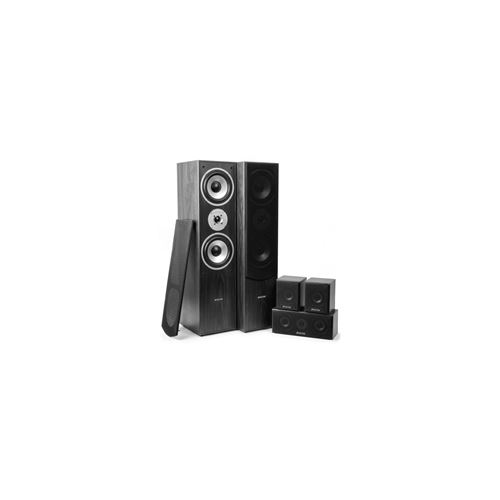 Skytronic Système Home Cinéma 5.0 - Puissance De 335 W Rms , Pack De 5 Enceintes , Couleur Bois Noir , Idéal Pour Le Home Cinema Ou La Hifi , Haute Qualité Sonore