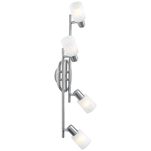 Spot nickel-mat, chrome, optique albâtre blanc, lxh 660x145, excl. 4xe14 40w 230v