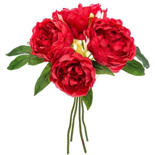 bouquet fleur artificielle 4 pivoine prune 30cm