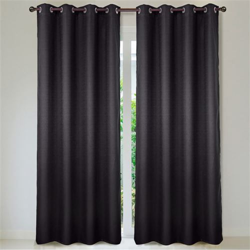 Paire de rideaux satiné brillant Brume - Noir, 140x260cm