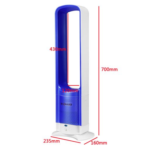 Ventilateur 60W 8000rpm Sans Lame Télécommande 32 Pouces Muet Anion PRISE EU 220V ARGENT