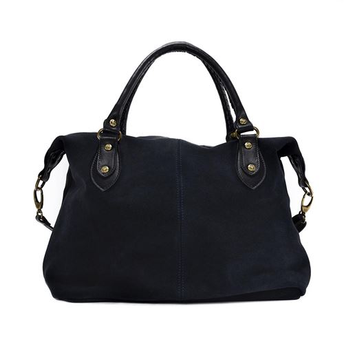 OH MY BAG Sac porté épaule Cuir porté épaule bandoulière et de travers Femmes en véritable cuir fabriqué en Italie - modèle PHI Bleu foncé