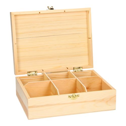 Décorez votre propre boîte à thé en bois à 6 compartiments