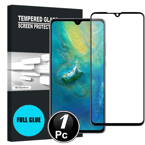 Huawei Mate 20 X Vitre protection d'ecran en verre trempé incassable protection integrale Full 3D Tempered Glass FULL GLUE - [X1-Noir]