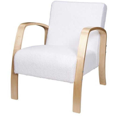 Non Communiqué Blanc The Home Deco Factory - Fauteuil Assise En Tissu Bouclette Hella