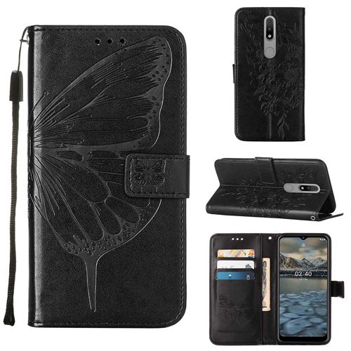 MPFRANCE Housse pour Nokia 2.4 Noir [Papillon V3]