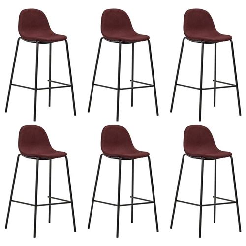 vidaXL Chaises de bar 6 pcs Bordeaux Tissu