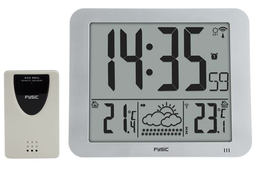 Grande horloge numérique avec affichage de la température Fysic FKW-2500 Argent