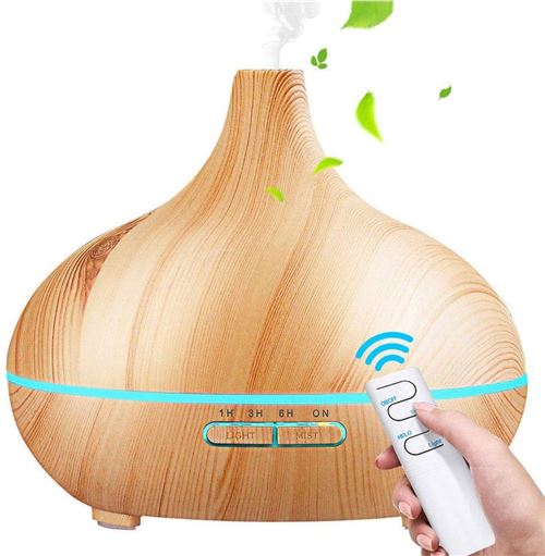 CHENYAO(XX0001) Diffuseur d'Huiles Essentielles, 550ML Ultrasonique Brume Fraîche Arôme Parfum ElectriqueMode Réglable & 7 Couleurs de LED--Yellow Wood Grain