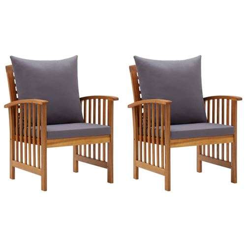 Vidaxl Chaises De Jardin Avec Coussins Lot De 2 Bois D Acacia Massif - Image 2