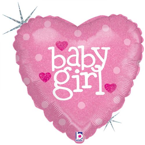 ballon aluminium coeur rose baby girl 46cm - 86602H-P