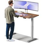 Desktronic Bureau assis debout HomeOne 140x70cm - Électrique Réglable en Hauteur - Chargeur USB/USB-C - Gris/Noyer