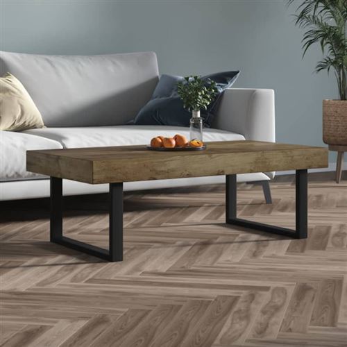 vidaXL Table basse Marron foncé et noir 120x60x40 cm MDF et fer