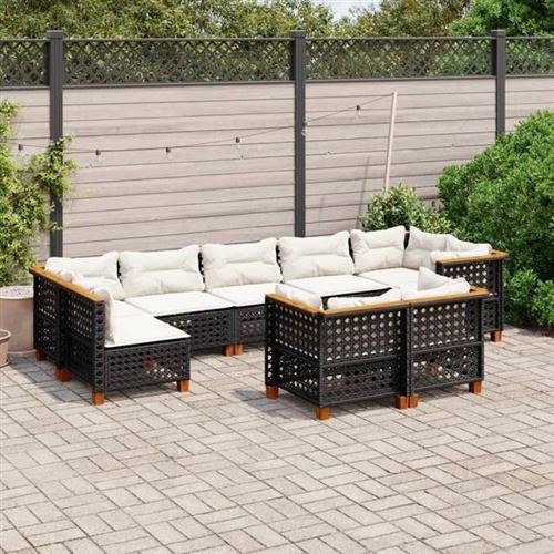 Non Communiqué Noir Salon De Jardin Modulable Vidaxl Rotin 9 Pieces 9 Personnes