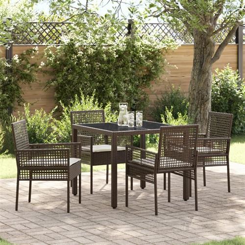 vidaXL - Ensemble de salle à manger de jardin - 5 pièces - Marron - Image 2