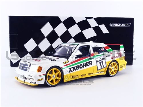 Voiture Miniature De Collection Minichamps 1-18 - Mercedes-Benz 190E 2.5-16 Evo 2 - Dtm 1992 - White / Yellow - 155923611 - Metal