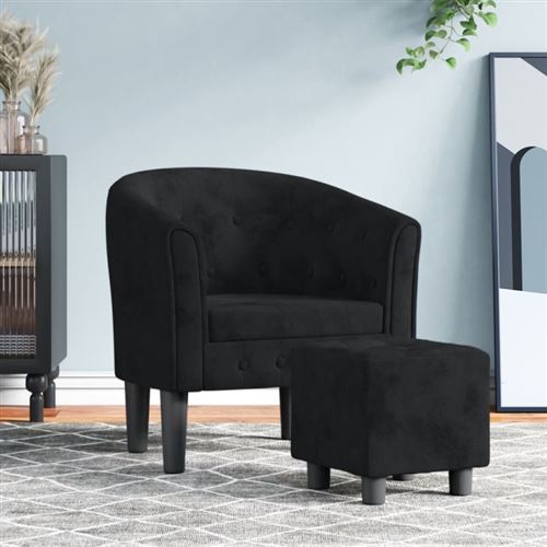 Non Communiqué Noir Fauteuil Avec Repose Pied Velours