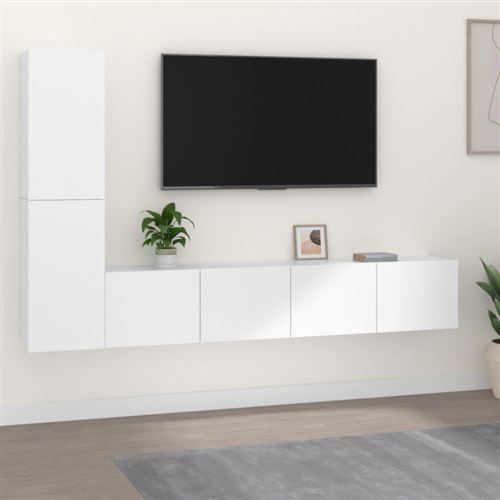 Non Communiqué Blanc Ensemble De Meubles Tv 4 Pcs Bois D Ingénierie - Image 1