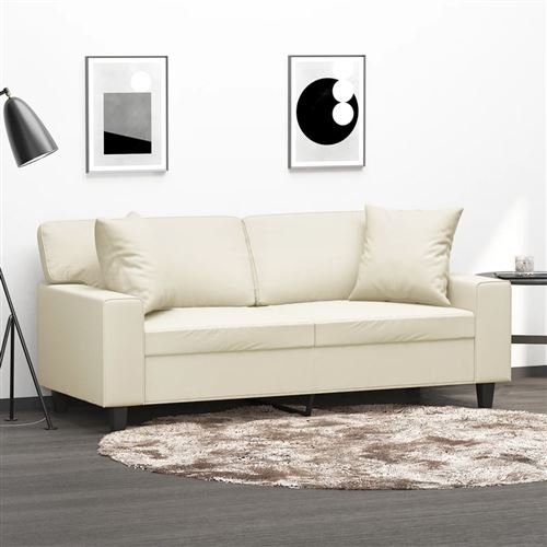 Non Communiqué Crème Vidaxl Canapé 2 Places Avec Oreillers 140 Cm Similicuir3200867