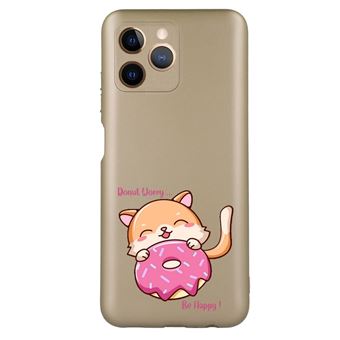 Sur Coque Metal Dore Taperso Pour Iphone Chat Et Donut Coque