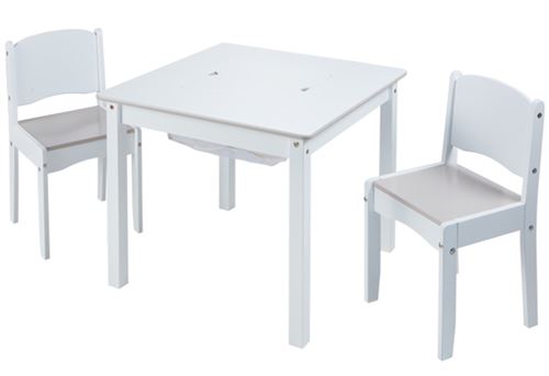 Ensemble table creative et 2 chaises blanches pour enfants -PEGANE-