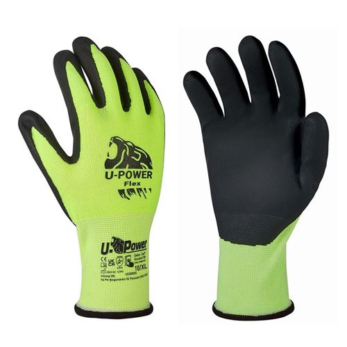 Paire de gants de travail, protection haute visibilité enduit nitrile de 10 - U-power