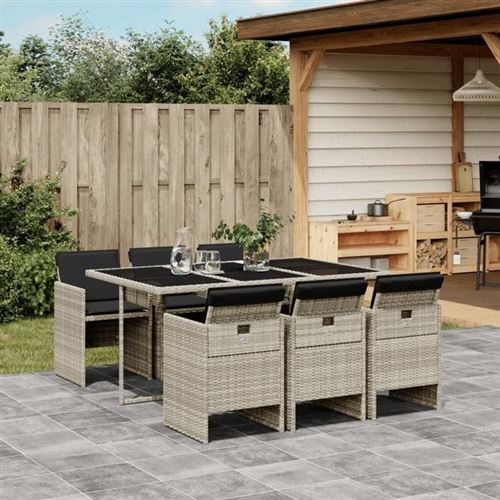 Non Communiqué Gris Vidaxl Ensemble À Manger De Jardin Avec Coussins 7 Pcs, Chaises Et Table De Patio, Meubles De Terrasse Extérieur, Clair 3210551