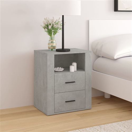 vidaXL Table de Chevet Table de Nuit Armoire de Chevet Armoire de Lit Meuble de Chambre à Coucher Gris Béton 50x36x60 cm Bois d'Ingénierie