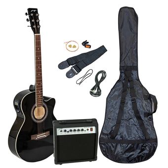 50€ sur Johnny Brook Kit guitare semi-acoustique avec amplificateur 20 W  Noir, Guitare électrique, Top Prix