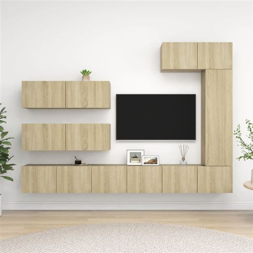 Non Communiqué Brun Ensemble De Meuble Tv 7 Pcs Chêne Sonoma Bois D Ingénierie