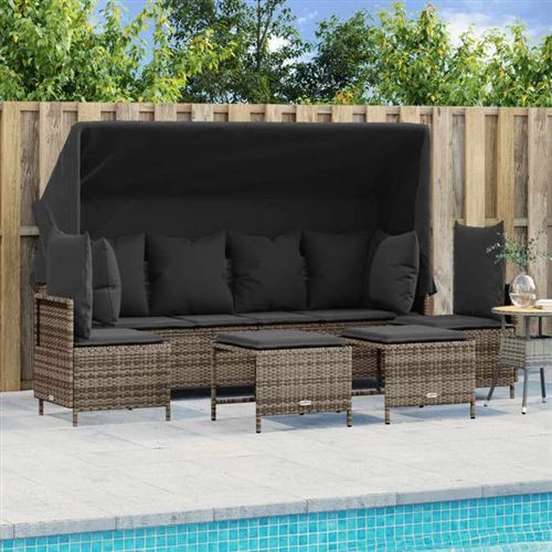 Non Communiqué Gris Salon De Jardin Vidaxl Rotin 8 Personnes 5 Pieces