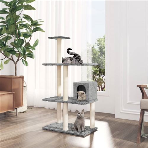 Comparer les prix de vidaXL Arbre à chat avec griffoirs en sisal Gris clair 119 cm
