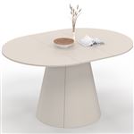 Table à manger ronde extensible ANGELE 6 personnes bois beige 110-150 cm