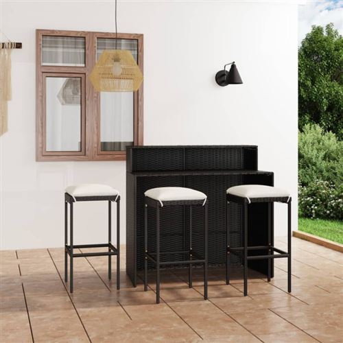 Vidaxl Noir Ensemble De Bar De Jardin 4 Pcs - Image 2