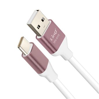 Câble USB vers USB C Fast Charge 3A Synchronisation Longueur 1.5m LinQ Rose  Champagne - Câbles USB - Achat & prix