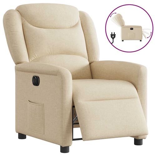 Non Communiqué Blanc Vidaxl Fauteuil Verstelbaar Elektrisch Stof Crãmekleurig3303182