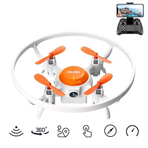 Drone SZSMART V5 Orange minutesi avec Lumières Led colorées 1080P Caméra Hd Autonomie 12 minutes 2 Batteries