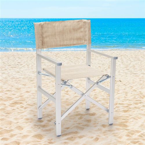 4 chaises de plage pliables portables textilène aluminium Regista Gold Beige