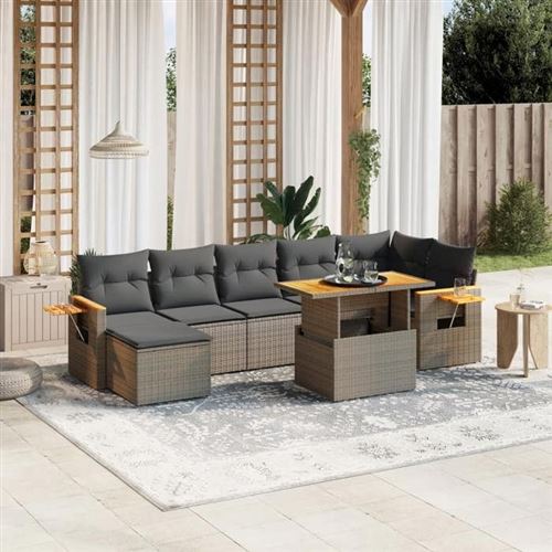 vidaXL - Salon de jardin - 8 pièces - Gris - Image 2