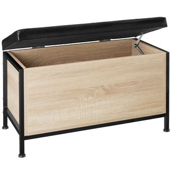 Coffre Banquette Matelassée TecTake Calico - Dimensions 81,5x41,5x50,5 Cm - Style Industriel, Rangement Supplémentaire