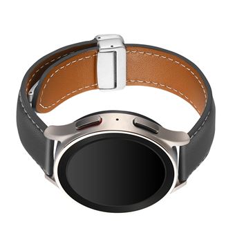 Bracelet Montre Connectée 22mm Marron Cuir Daim Brillant - Neuf Avec étiquettes