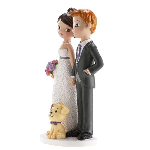 figurine couple de mariés avec chien 16cm - 305104