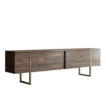 Meuble TV en bois "Luxe" - 180 x 30 x 50 cm - NoyerOr - 1