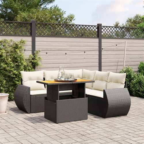 Vidaxl Noir Salon De Jardin 6 Pcs Résine Tressée Avec Coussins - Image 2