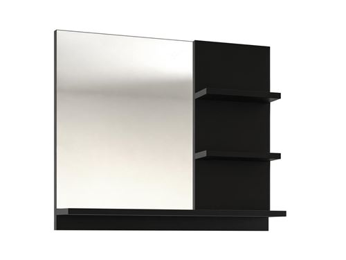 Miroir de salle de bain rectangulaire avec tablettes de rangement - Coloris noir - L60 x H50 cm - LAURINE II