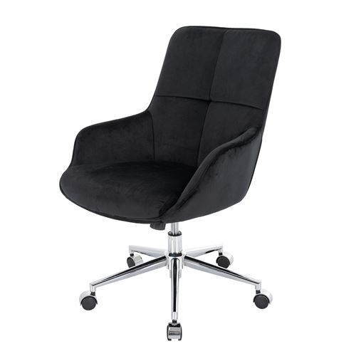 Mendler Noir Fauteuil De Bureau Velours - Image 3